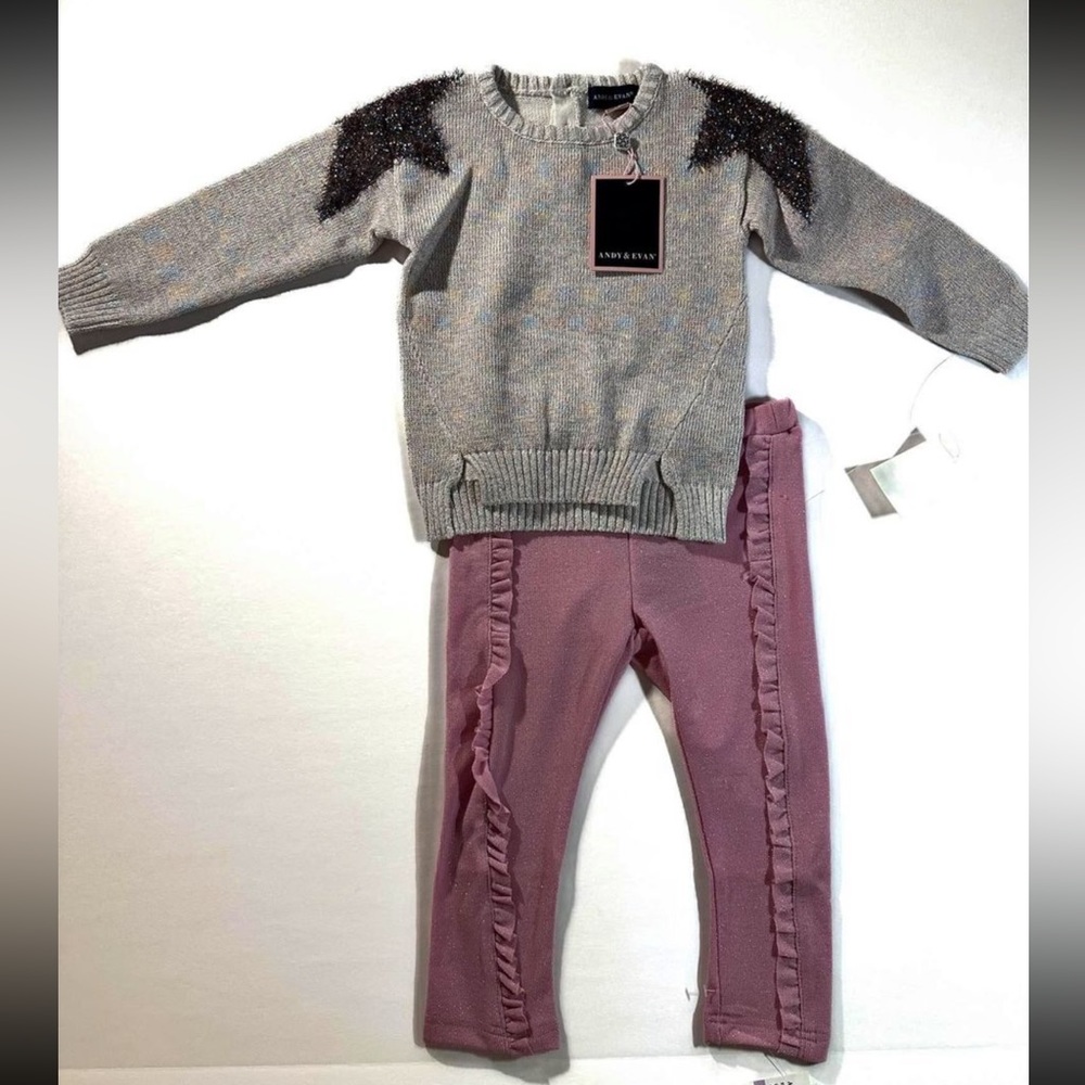 Andy & Evan Glitter Star Sweater Pant Set
